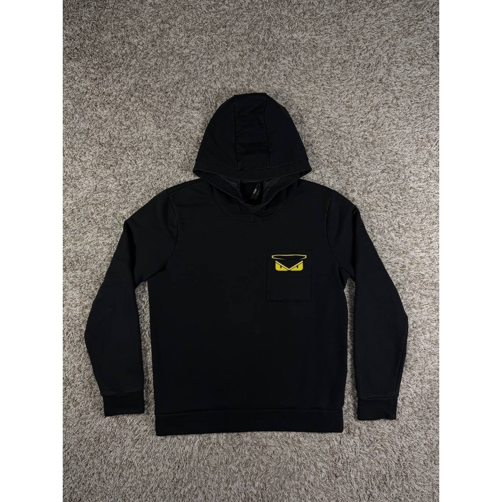 Fendi Monsters Motif Crew Neck Hoodie Black Size Large